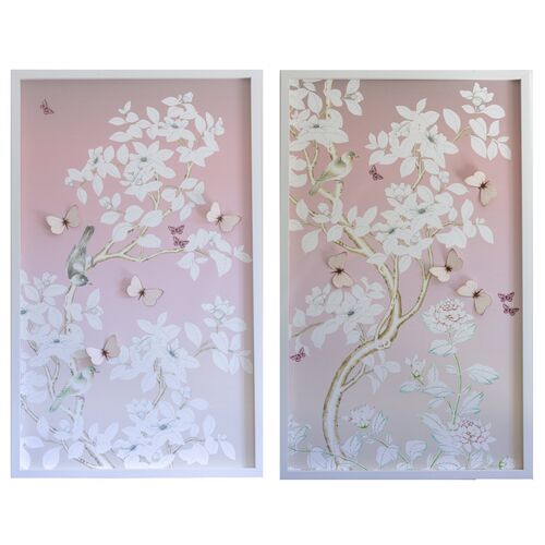 Dawn Wolfe, Chinoiserie Diptych w/ Butterflies I~P77571867