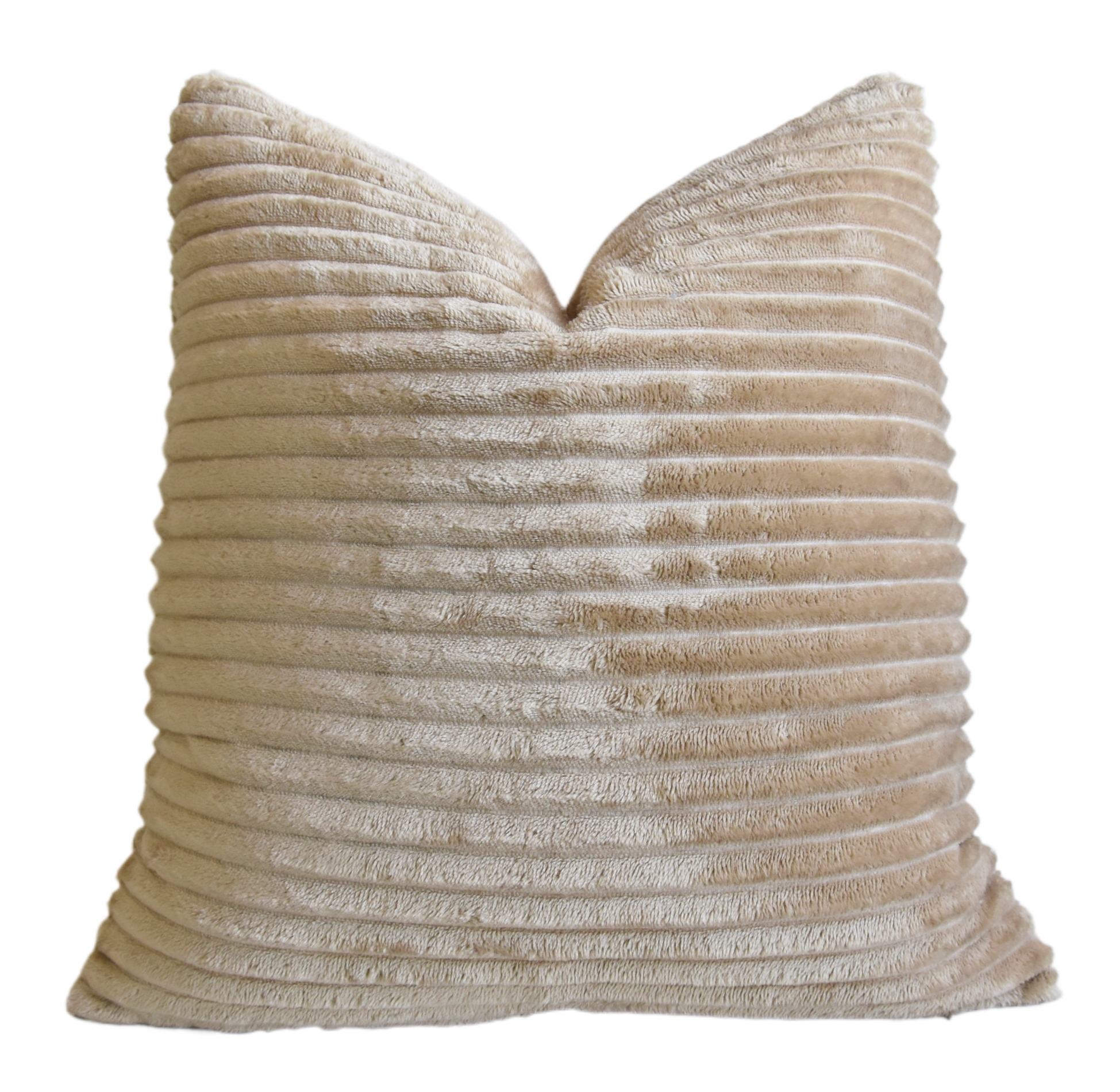 Fawn Tan Ultra Soft Plush Ribbed Pillow~P77687365