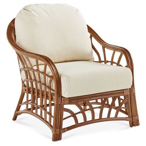 New Kauai Rattan Club Chair, Natural/White~P77471980