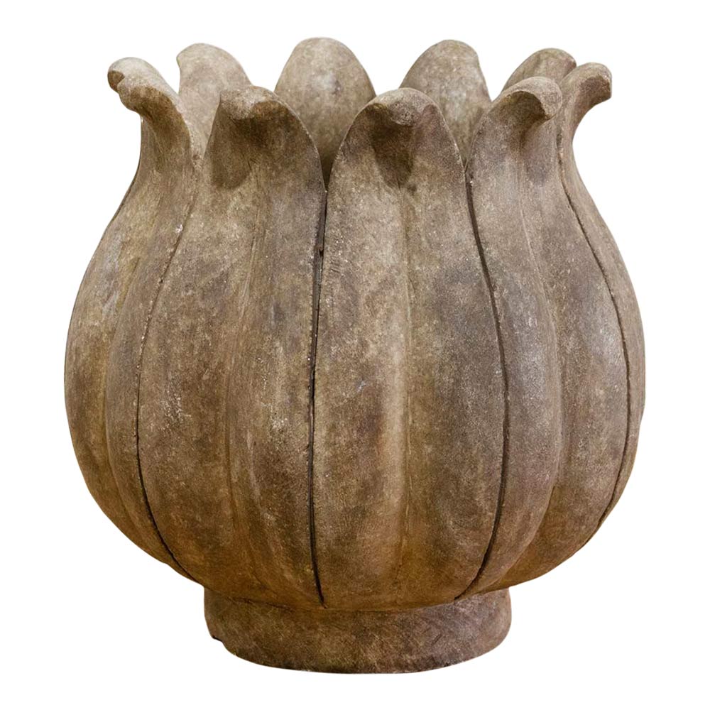 Tall Old Brown Marble Pot-Zamani~P77687016