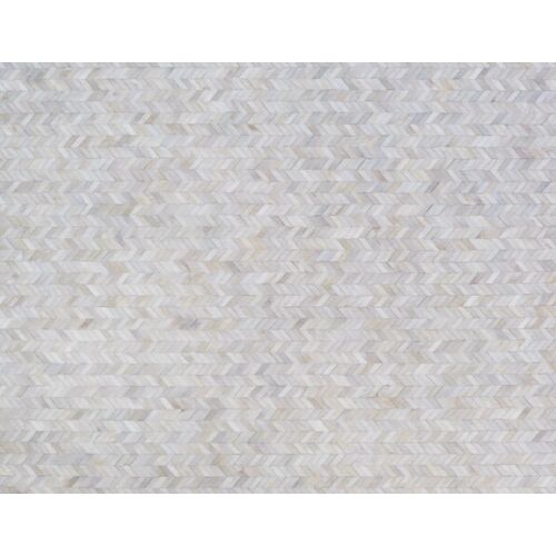 Mosaic Leather Cowhide Rug, Ivory~P77649666