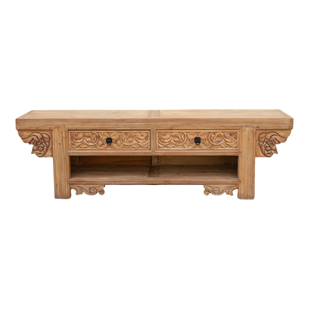 Long Rustic Folk Carved Console~P77665379