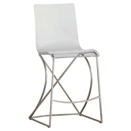 Johnson Counter Stool, Silver/Clear~P77513462