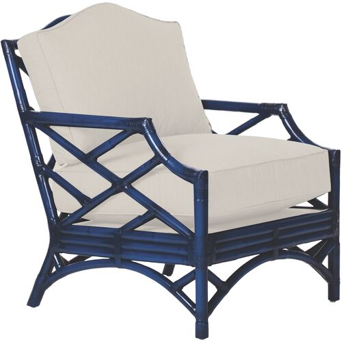Chippendale Accent Chair, Navy~P77363825