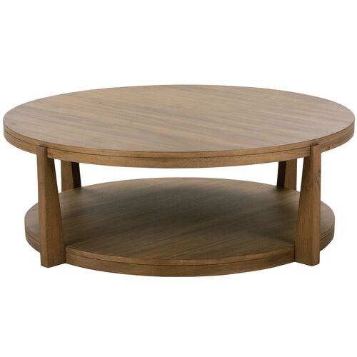 River Wood Round Coffee Table, Saddle