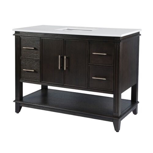 Lorraine 48" Quartz Top Single Sink Bathroom Vanity, Brown Lorraine 48" Quartz Top Single Sink Bathroom Vanity, Brown