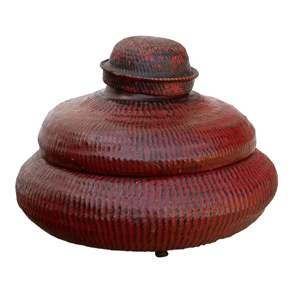 Burmese Red Lacquered Woven Basket~P77719472
