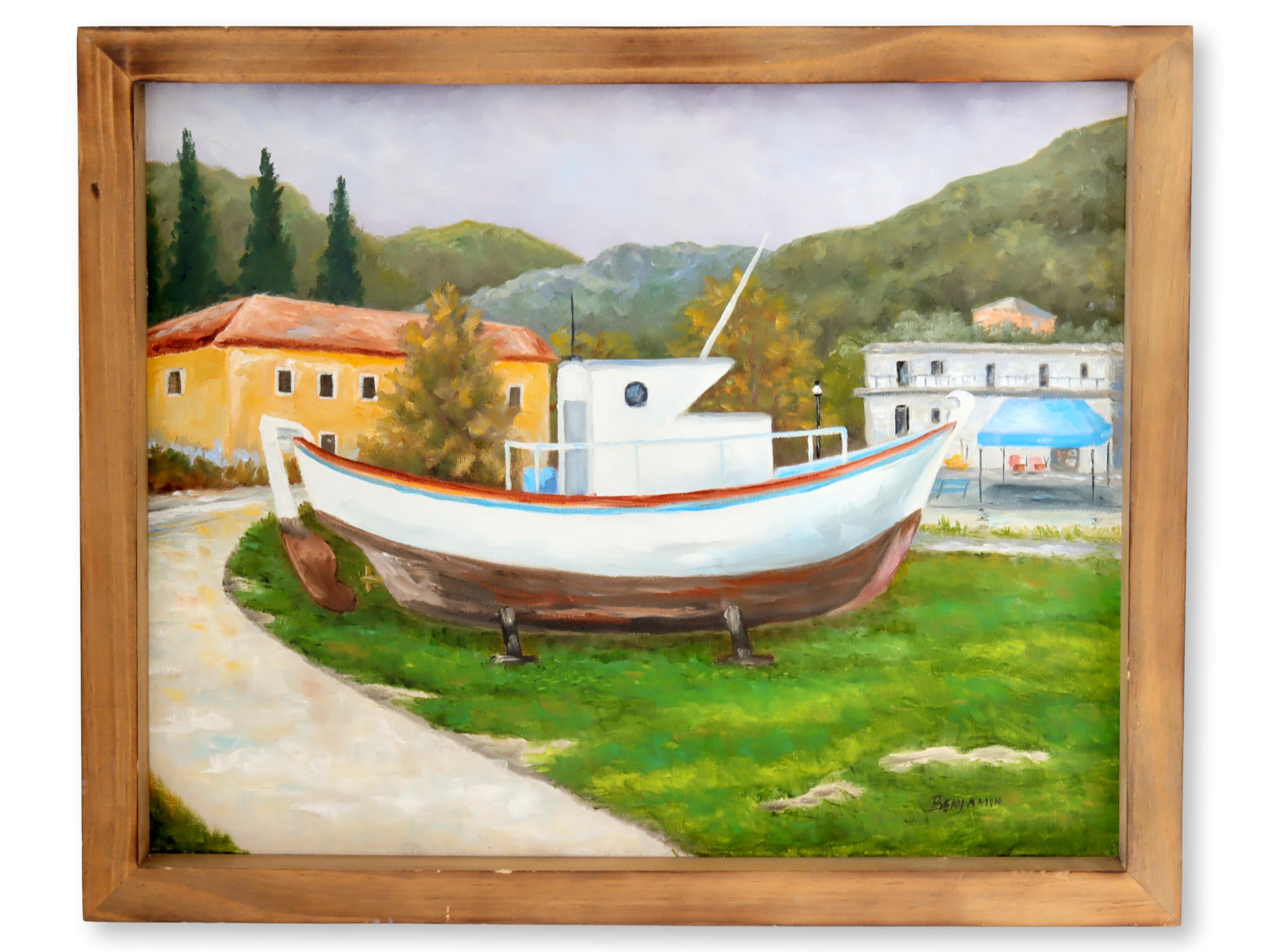 Greek Village Oil on Canvas