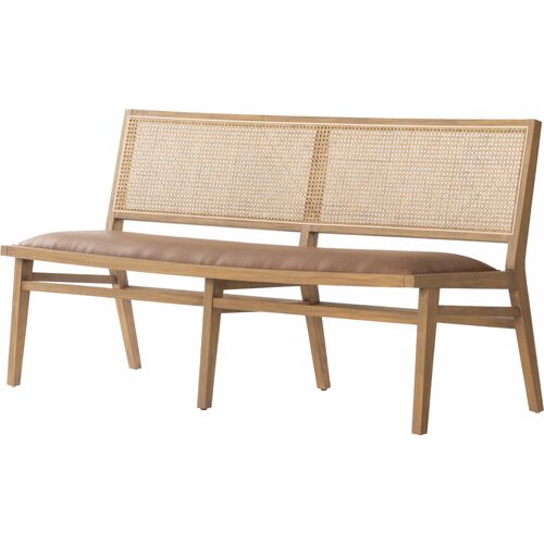 Louna Cane Dining/Accent Bench, Butterscotch Leather~P111118878