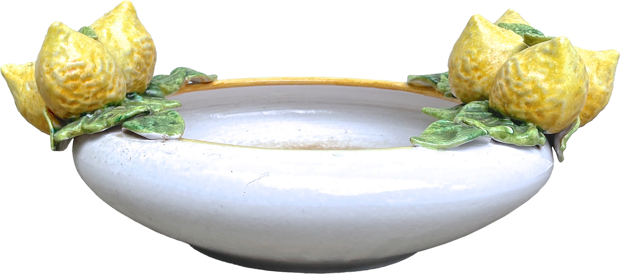 Italian Lemon Handled Ceramic Fruit Bowl~P77622724