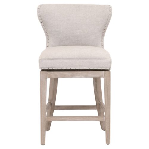 Milly Swivel Wingback Counter Stool, Bisque Linen~P77656675