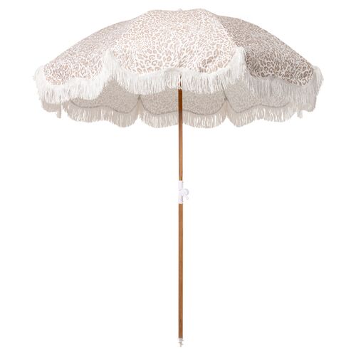 Pounce Holiday Beach Umbrella, Ivory Leopard~P77628597
