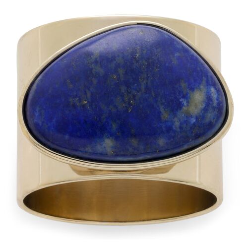 S/2 Lapis Napkin Rings, Blue/Gold~P77439575
