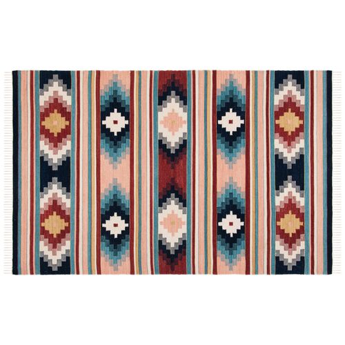 Denali Flatweave Wool Rug, Light Pink/Blue