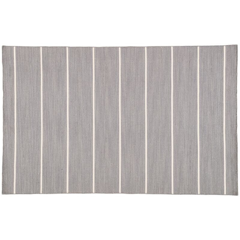 Stripe Flat-Weave Rug, Gray/Ivory