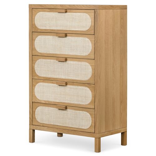 Willa 5-Drawer Cane Dresser, Honey Oak~P77595392