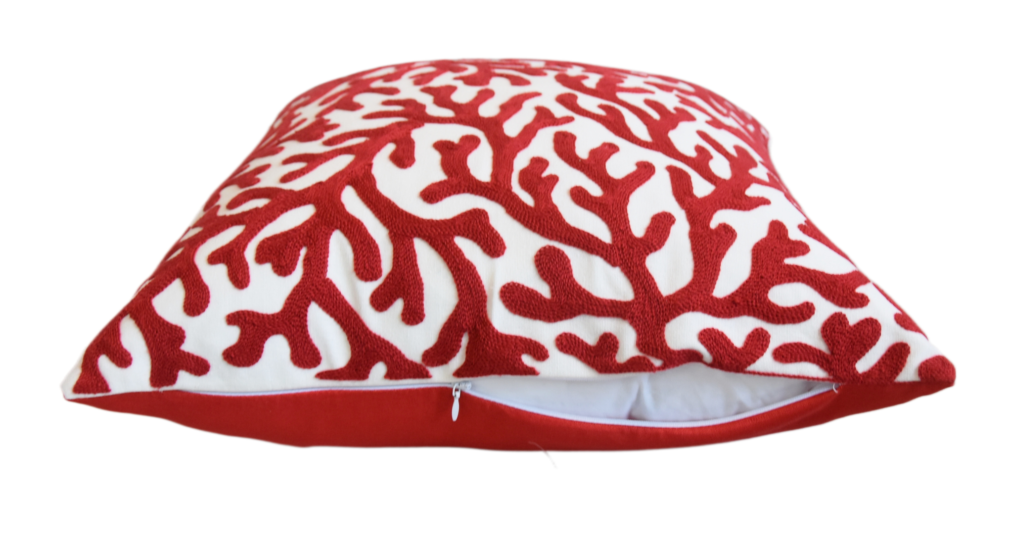 Nautical Red Branch Coral Woven Pillow~P77690353
