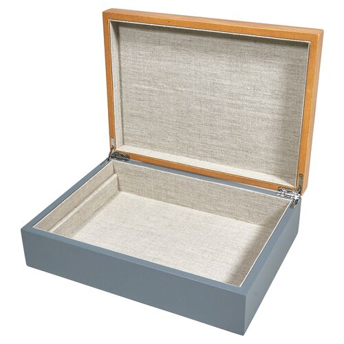 Two-Tone Wood Box, Gray~P77640906