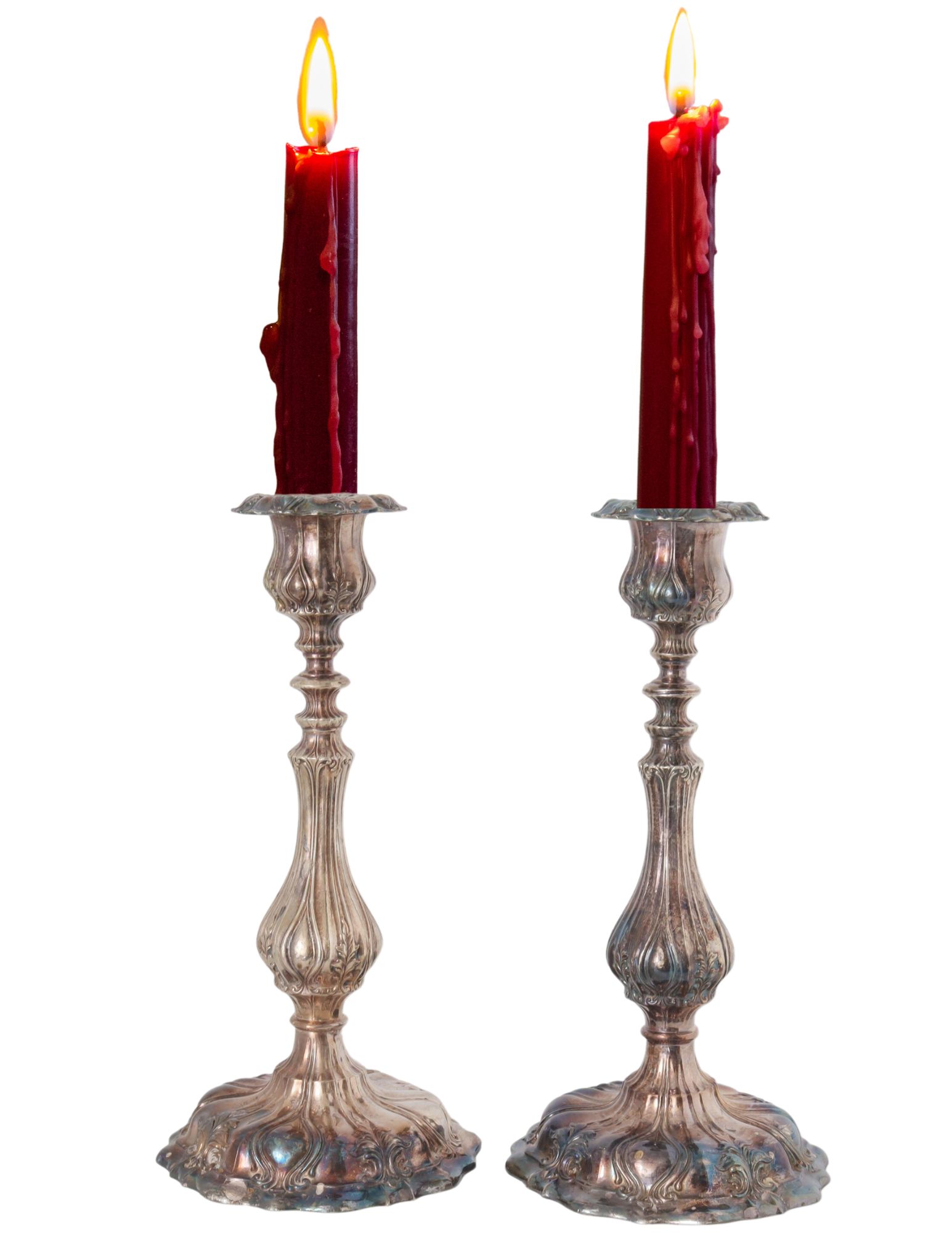 Antique Silver-Plated Candlesticks, Pair~P77681127