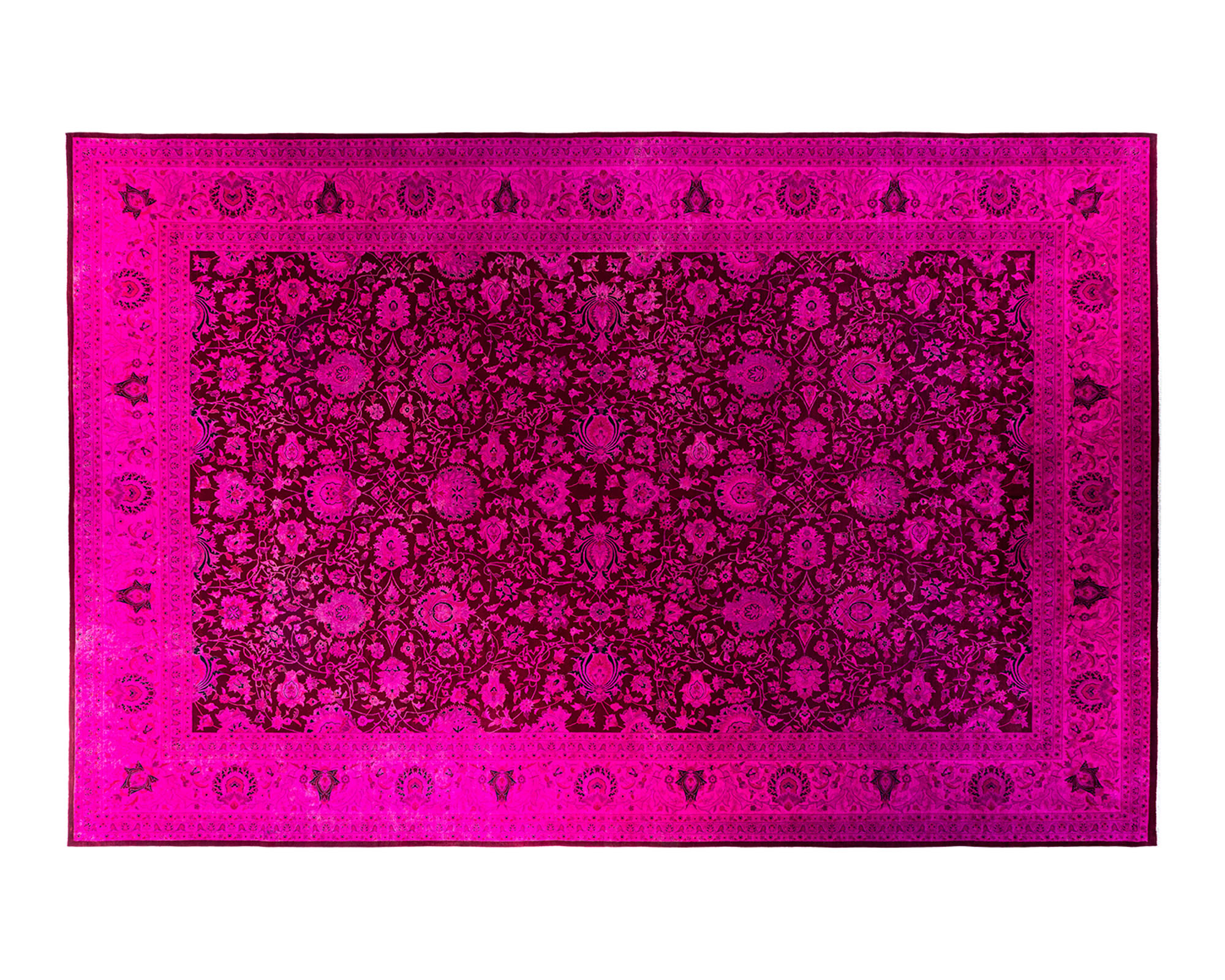 One-of-a-Kind Hand-Knotted Pink Rug, 12' x 18'2"