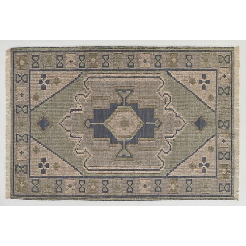 Tula Hand Woven Wool/Cotton Rug, Blue Tula Hand Woven Wool/Cotton Rug, Blue