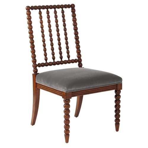 Barton Spindle Side Chair, Light Gray Velvet~P77383535