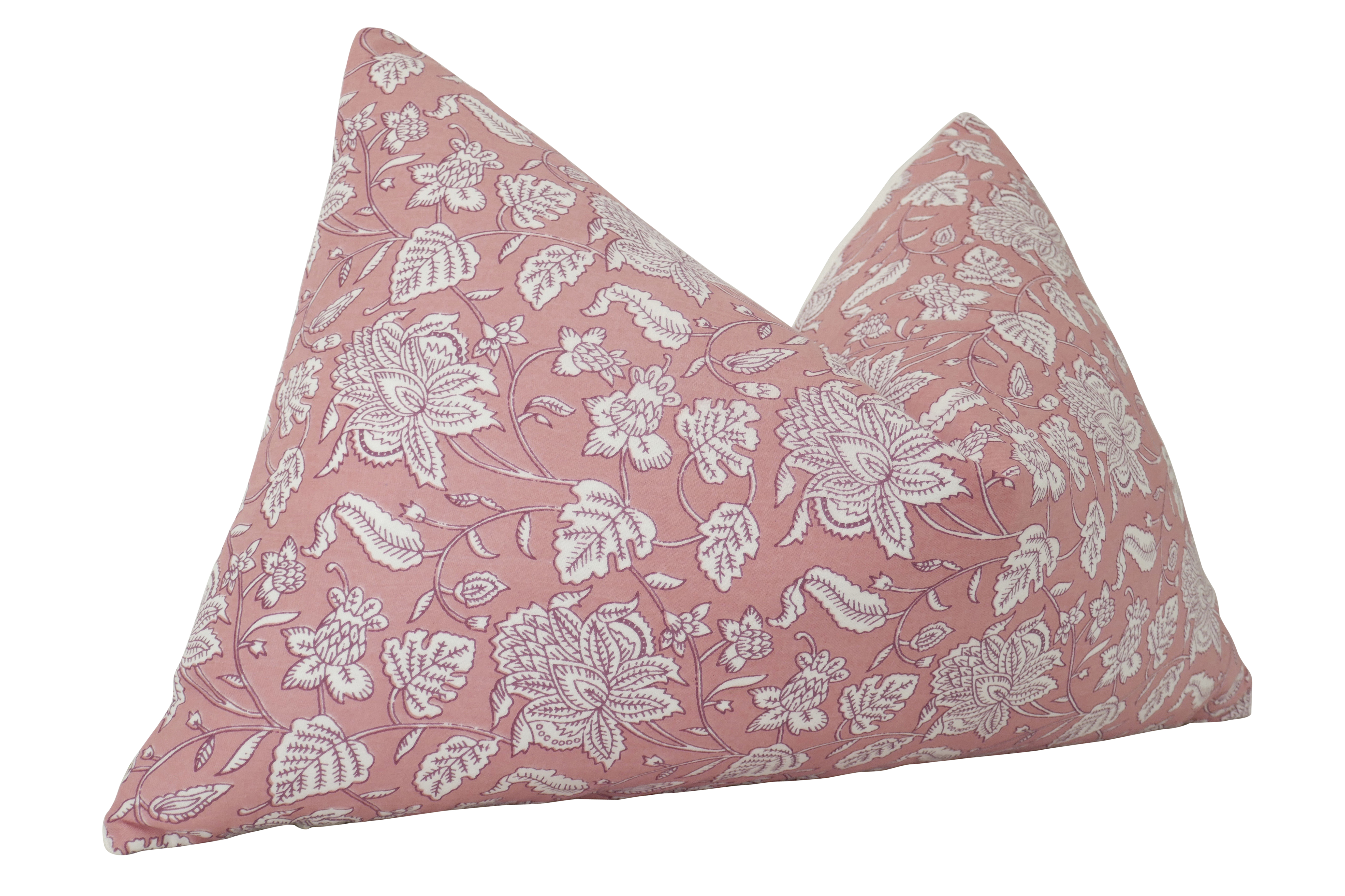 Hand-Blocked Floral & Linen Pillow~P77667237