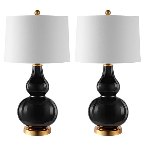 S/2 Dree Table Lamps, Black/Gold