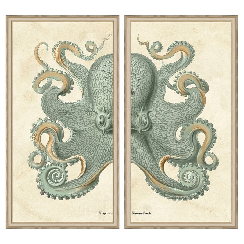 Teal Octopus Diptych