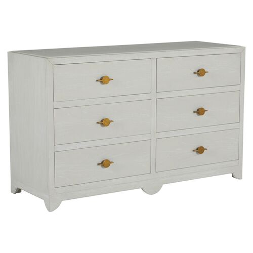 Fairmont 6-Drawer Dresser, Cerused White/Stained Gold~P111111651