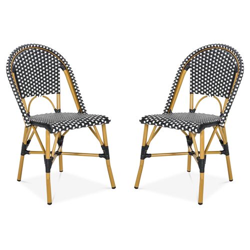 S/2 Salcha Outdoor Bistro Chairs, Black~P67532391