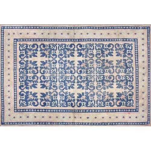 Antique Indian Geometric Design Cotton Agra Rug, 5'4" x 8'2" Antique Indian Geometric Design Cotton Agra Rug, 5'4" x 8'2"