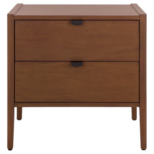 Yereni 2-Drawer Mahogany Nightstand, Walnut