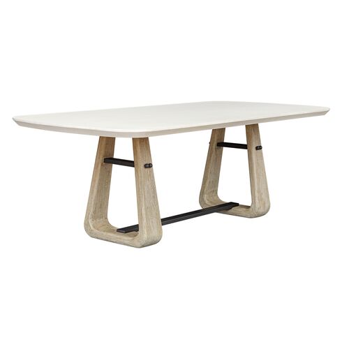 Isla 87" Outdoor Dining Table, White/Natural