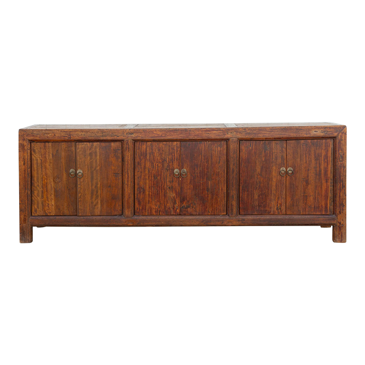 Long Patinated Walnut Country Sideboard~P77689328