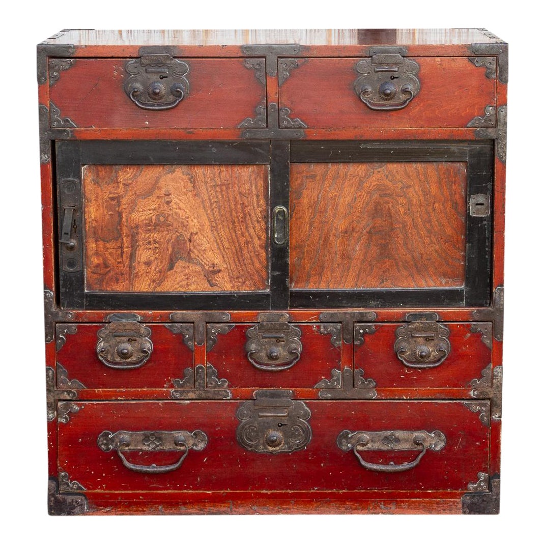 Antique Iron Bound Japanese Cabinet~P77636574