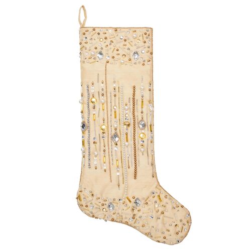 Gilded Sparkle Stocking, Gold/Crystal