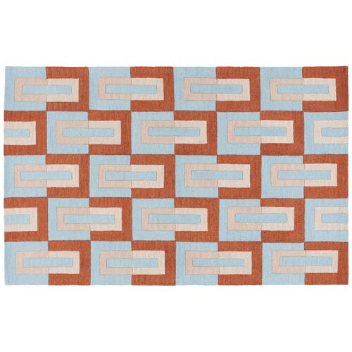 Gaia Hand Tufted Rug, Light Blue/Rust Gaia Hand Tufted Rug, Light Blue/Rust