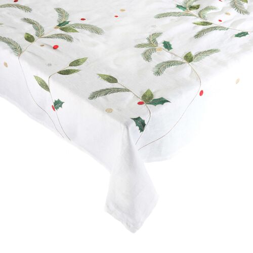 Xmas Carol Tablecloth, White/Red/Green