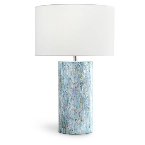 Layla Mother-of-Pearl Table Lamp, Azure Blue~P77639075