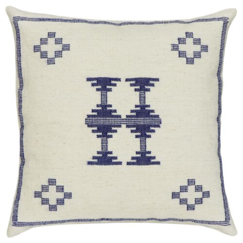 Gaela Wool 20x20 Pillow, Cream/Indigo Gaela Wool 20x20 Pillow, Cream/Indigo