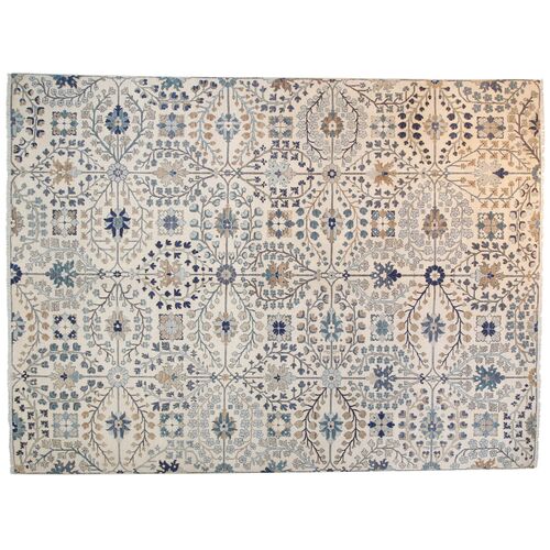 9'x12' Sari Wool Cotton Handmade Rug, Ivory~P77633825