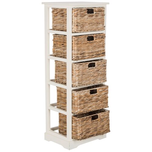 Everly 5-Basket Storage Unit, White~P46014047
