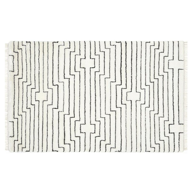 Amina Moroccan Hand-Knotted Rug, Ivory