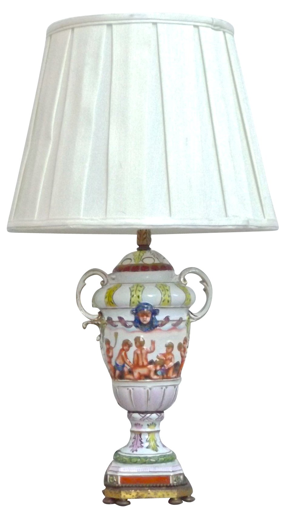 Antique Porcelain Cherub Urn Lamp~P77050676