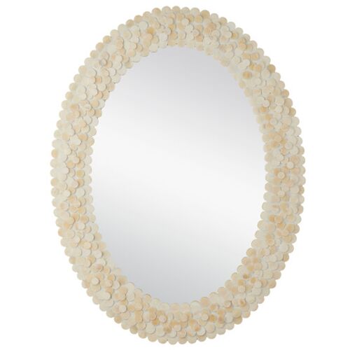 Merriam Oval Bone Wall Mirror, Natural