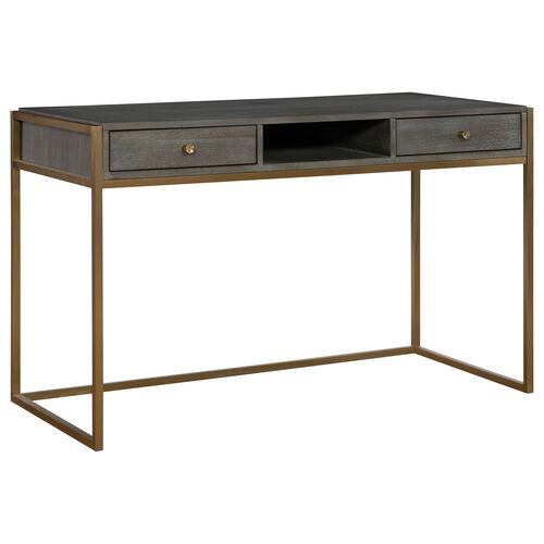 Nolwen Writing Desk, Brass/Natural