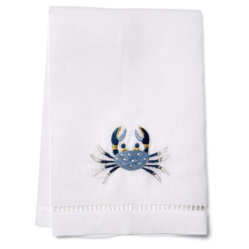 Crab Guest Towel, Blue/White~P77368428