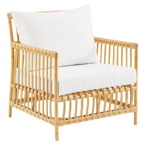 Caroline Outdoor Lounge Chair, Natural/White~P77617488