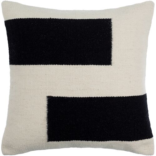Samuel Wool Stripe Pillow, Ivory/Black